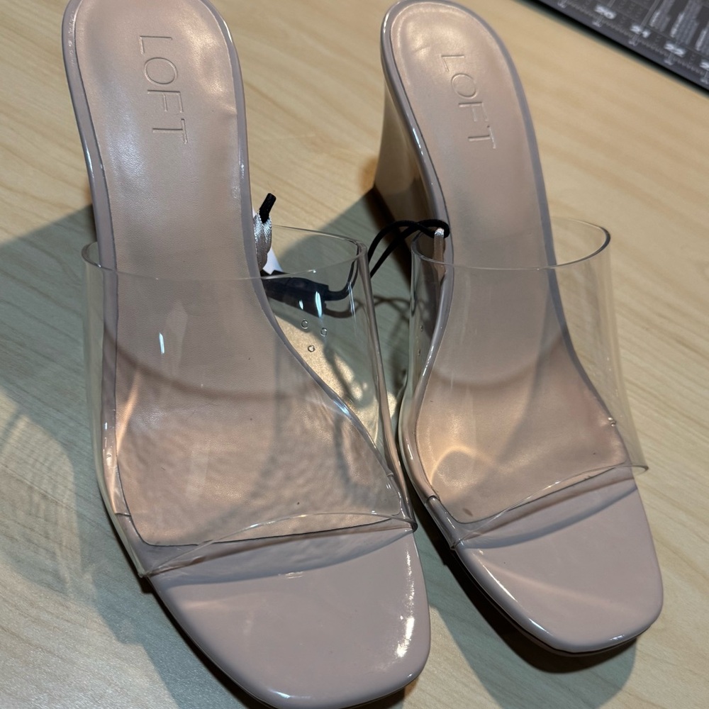 LOFT Women's Transparent and Beige Wedge Sandals